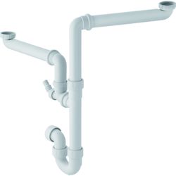Sifón curvo Geberit para dos fregaderos salida horizontal diámetro 40mm blanco
