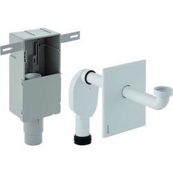 Geberit eingebauter Siphon für Spülen mit Montagebox und Zierdurchmesser 50mm Alpinweiß