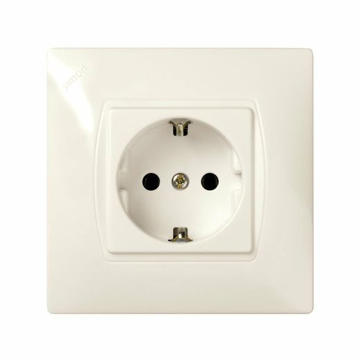 Simon 27 Schuko monobloco de base 16 A 250V ~ com dispositivo de segurança e sistema de conexão rápida de marfim