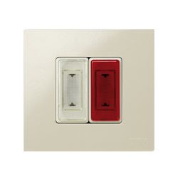 Simon 27 Play Medium Element Lichtanzeige mit Elfenbein E-10 Mignonnette Faden und roter Diffusorkappe