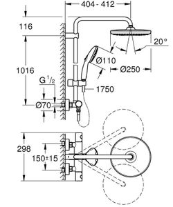 Sistema doccia termostatico Tempesta System 250