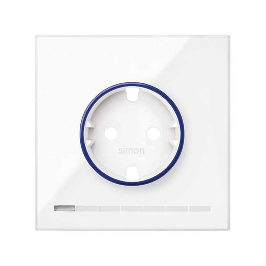 Cache HUB iO pour le socle de prise schuko blanc brillant Simon 100