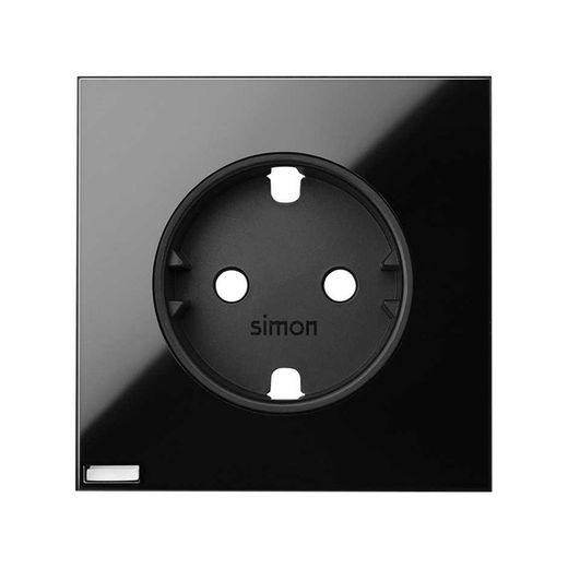 Tampa IO para a base de encaixe schuko preto brilhante Simon 100