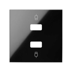 Tapa para 2 conectores USB negro brillante Simon 100