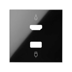 Tapa para conector HDMI y USB negro brillante Simon 100