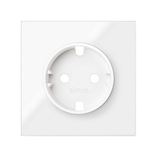 Cache pour la base de la fiche schuko blanc brillant Simon 100