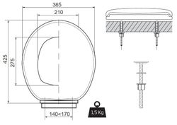 Tapa WC con caída amortiguada Cabel
