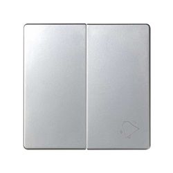 Tecla doble para 1 conmutador y 1 pulsador con grabado campana aluminio Simon 82