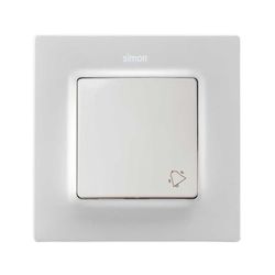 Enkele sleutel knop gegraveerde bel mat wit Simon 82 Concept
