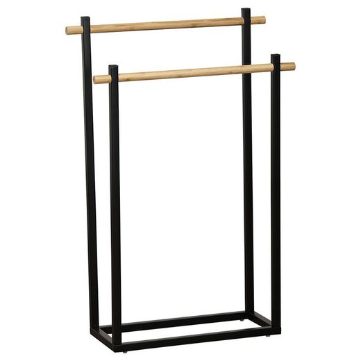 Metal towel rack 2 bars Bamboo/black