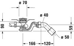 Vaciador automático y rebosadero para bañera Quadroval cable 700mm