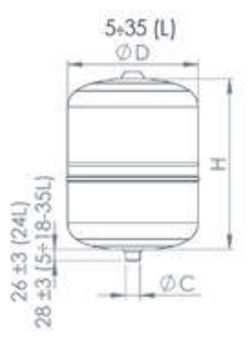 Expansievat 24 liter verticaal 10bar Kabel